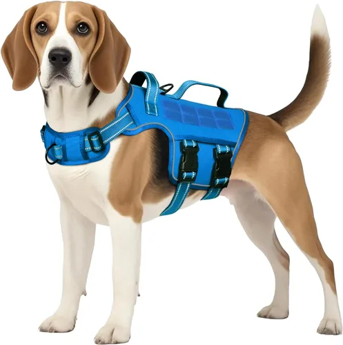 Miniatura 17 de Arnés para perros grandes resistente, arnés táctico sin tirones para perro con sistema Molle, chaleco para perro de servicio fácil de poner y Negro