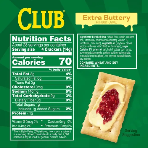 Miniatura 2 de Club Crackers, Bocadillos para el almuerzo, galletas saladas, extra mantecoso, caja de 13.7 onzas (1 caja)
