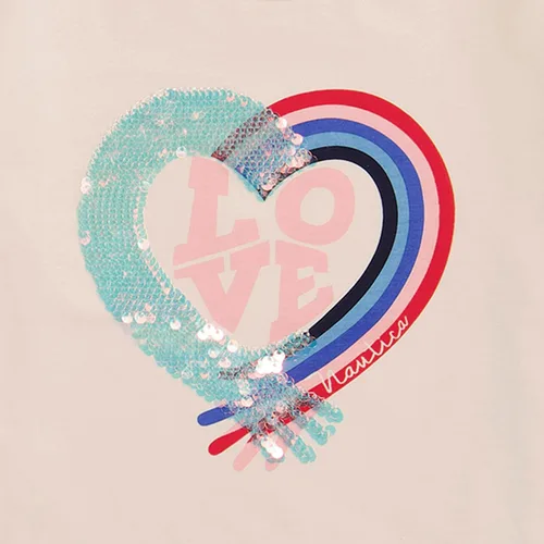 Miniatura 2 de Nautica Camiseta de manga corta para niña con diseño de lentejuelas abatibles, camiseta de algodón con interior sin etiqueta