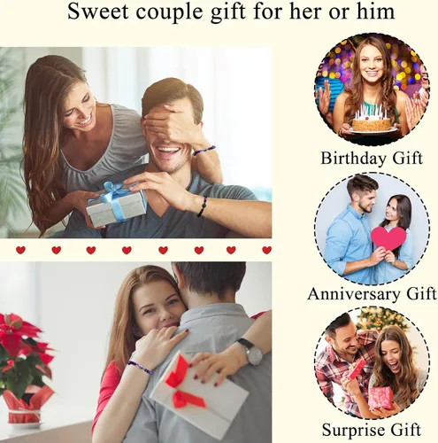 Miniatura 2 de LINY 2 pulseras para parejas con texto en inglés "I Love You" en 100 idiomas, regalos para parejas, para novio, novia, alma gemela