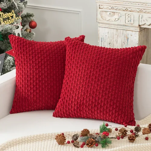 Miniatura 64 de Kevin Textile - Juego de 2 fundas de almohada decorativas de pana de 22 x 22 pulgadas, suaves, estilo bohemio, a rayas, decoración moderna del hogar