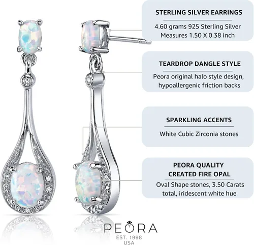 Miniatura 4 de Aretes de ópalo y plata esterlina con forma oval de 3,50quilates