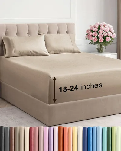 Miniatura 86 de Sábanas King divididas con bolsillos extra profundos, sábanas transpirables y refrescantes de 5 piezas, sábanas de lujo para hotel, suaves, sin 22