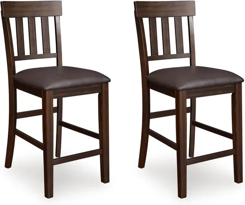 Signature Design by Ashley Haddigan Taburete tapizado, 2 unidades, diseño trasero de listones, asiento acolchado, madera, 25.5 pulgadas de alto,