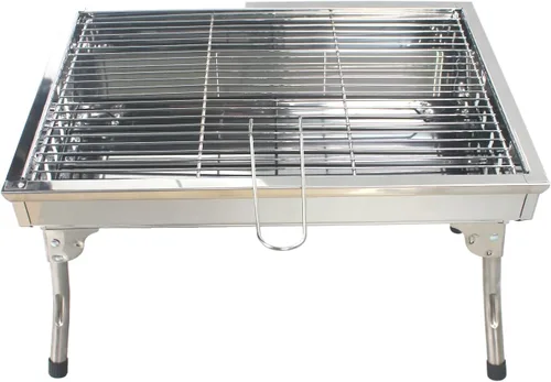 Miniatura 10 de Parrilla portátil de acero inoxidable, parrilla de carbón para el hogar y parrilla plegable al aire libre, perfecta para viajes, cocina al aire