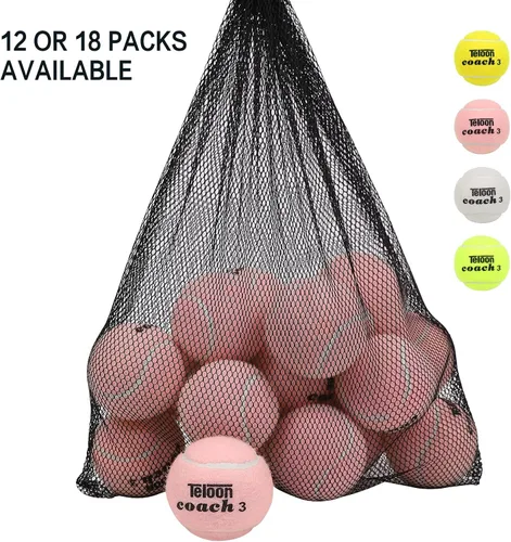 Miniatura 2 de Teloon Pelotas de tenis de entrenamiento de presión, bolsa de transporte de malla de 12 o 18 unidades, 4 colores disponibles, pelotas de tenis sin