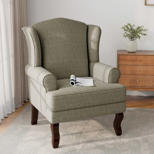 Miniatura 6 de Silla decorativa, sillón tapizado con respaldo alto con esponja de alta resistencia y patas de madera, sillas individuales modernas y cómodas de Un
