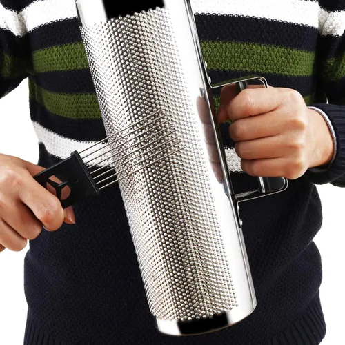 Miniatura 6 de EASTROCK Acero inoxidable Guiro Shaker 12" 4" Instrumento de percusión con raspador, acompañamiento de banda profesional Martillo de arena Guiro