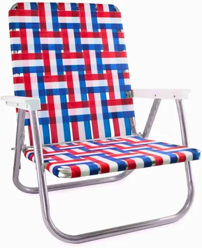 Miniatura 11 de Silla de césped USA plegable de aluminio para patio al aire libre Sillas con correas resistentes para camping, deportes, playa, jardín