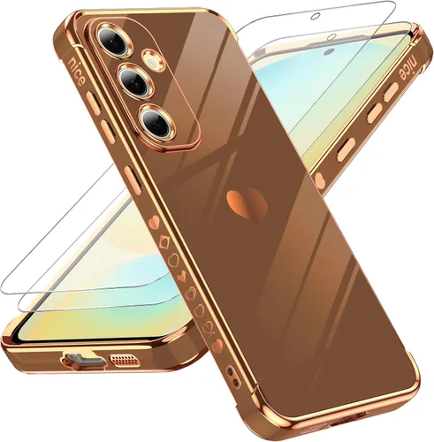 Miniatura 18 de LeYi for Moto G 5G 2025 Case: with Tempered Glass Screen Protector [2 Pcs]+ Full Camera Lens Protection,Love Heart Plating Cute Luxury Soft TPU