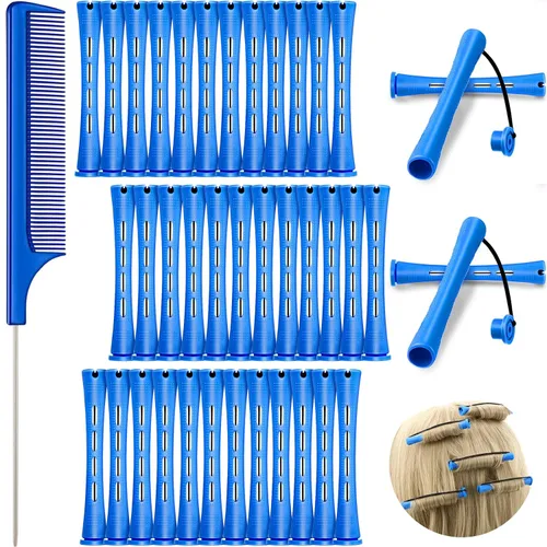 Miniatura 8 de WILLBOND - 36 piezas de varillas de onda fría para permanente de cabello, varillas de rizado con peine de cola de rata de acero para peinado