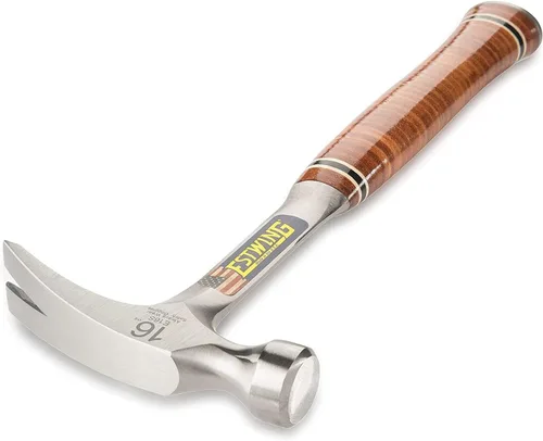 Miniatura 2 de ESTWING Martillo - Garra recta de 16 oz con cara lisa y agarre de cuero genuino - E16S