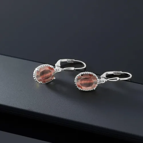 Miniatura 106 de Gem Stone King Aretes colgantes de gota para mujer, plata de ley 925, piedra natal ovalada de 0.354 x 0.276 in, joyería fina, regalos para ella