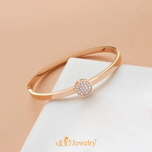 Miniatura 3 de 555Jewelry Brazalete con bisagras de acero inoxidable CZ para mujeres y damas