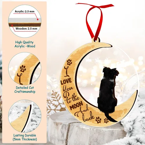 Miniatura 3 de Adornos de Perro Pastor Australiano para Árbol de Navidad, Adorno de Madera y Acrílico de 2 Capas de Pastor Australiano, Decoración Navideña 2025