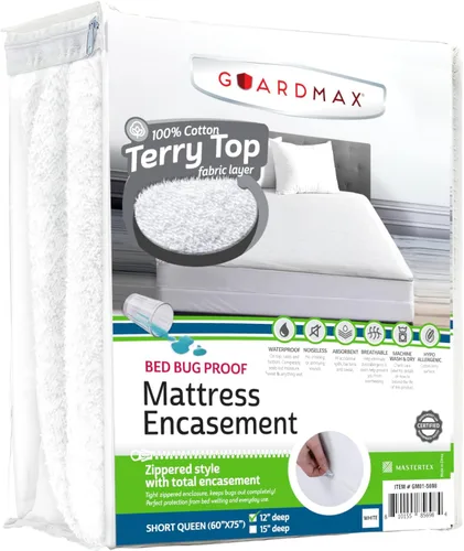Miniatura 59 de Guardmax Funda de colchón Queen con cremallera, protector de colchón 100% impermeable, suave y absorbente de algodón de rizo superior para niños, 1
