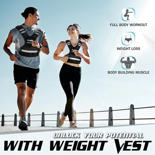 Miniatura 7 de Yes4All - Chaleco con peso ajustable de 11 a 32 libras con tira reflectante, chaleco de peso grande para entrenamiento de fuerza para hombres