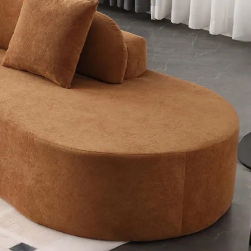 Miniatura 7 de Sofá modular curvado de 130.5 pulgadas para sala de estar, sofá de espuma sin hueso de 4 plazas con 3 almohadas, sofás de compresión para Marrón