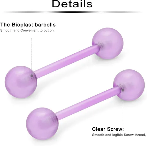 Miniatura 11 de Ftovosyo - Retenedor recto de aro para lengua o pezón calibre 14 G de 5/8 de pulgada (16 mm) que brilla en la oscuridad, de acrílico flexible; joyas