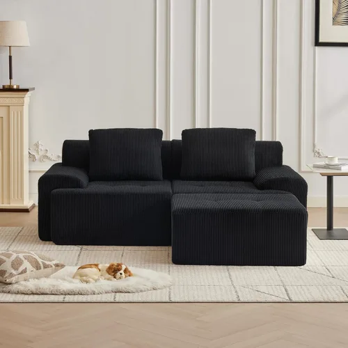 Miniatura 52 de Modular Sectional Sofa with Movable Ottoman, 1 Seat Deep Seat Couch with 1 Pillow, Comfy Cloud Sectional Sofa for Living Room, Bedroom and Apartment