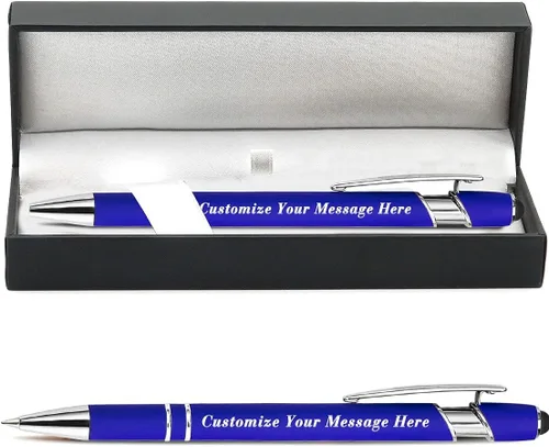Miniatura 92 de 12 bolígrafos personalizados a granel con grabado sin nombre, bolígrafos personalizados con lápiz capacitivo, logotipo de mensaje de texto grabado