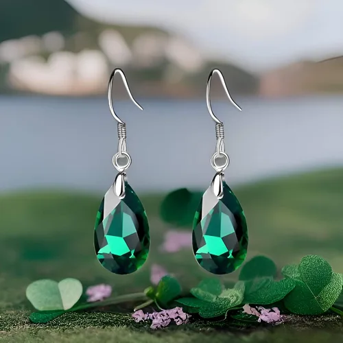 Miniatura 70 de Aretes colgantes de cristal austriaco con forma de lágrima para mujer, joyería hipoalergénica de plata de ley 925