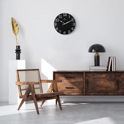 Miniatura 3 de Lafocuse Relojes de pared negros silenciosos de 12 pulgadas para decoración de cocina, sala de estar, reloj de pared rústico de madera, funciona