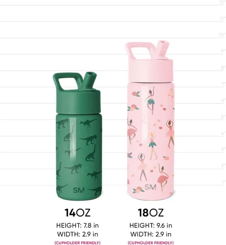 Miniatura 7 de Simple Modern Botella de agua para niños con tapa con pajilla, vaso aislado de acero inoxidable de 14 onzas para niños y a prueba de derrames
