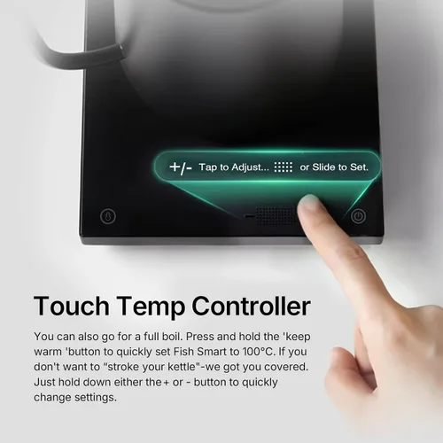 Miniatura 5 de TIMEMORE Fish Smart Hervidor Eléctrico de Café 600ML, Hervidor de Pico Curvo para Café y Té con Control de Temperatura Variable, Edición Hogar Negro