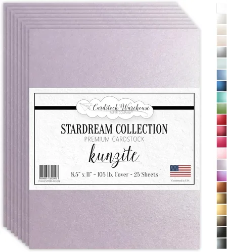 Kunzite stardream metálico Cardstock 8.5" x 11" Premium – 105 Lb. Cover/284 GSM 25 hojas de cartulina almacén Kunzita púrpura claro