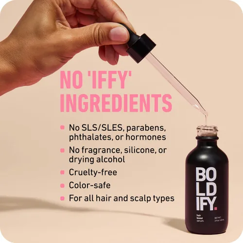 Miniatura 6 de BOLDIFY Suero para el crecimiento del cabello, 2 onzas, 30 potenciadores naturales + 4 péptidos clínicamente probados, tratamiento ligero y no graso