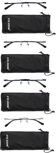 Miniatura 6 de Paquete de 4 lentes de lectura unisex con marco de metal sin montura con bolsa para hombres y mujeres