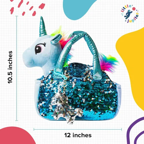 Miniatura 5 de Set de Mascotas de Peluche de Little Jupiter con Bolso - Animales de Peluche de Unicornio - Animales de Peluche para Niñas - Juguete de Peluche