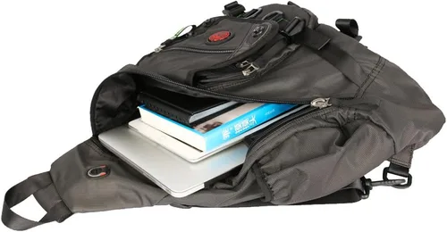 Miniatura 4 de bolso bandolera grande, mochila para portátil, bolso de mensajero cruzado, mochila de viaje para el hombro (A-Negro)