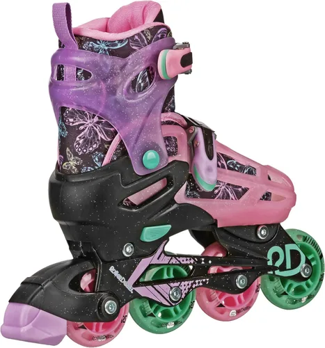 Miniatura 2 de Roller Derby Falcon 2 en 1 Combo Quad y Patines en línea para niños, tamaño ajustable Mariposa