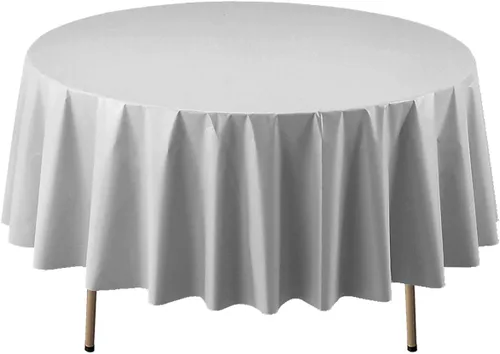 Miniatura 22 de Party Essentials Mantel redondo de plástico desechable de 84 pulgadas, 3 unidades, color negro