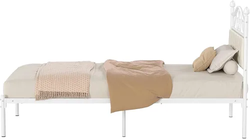 Miniatura 9 de Elephance Base de cama individual con cabecero tapizado, plataforma de metal con espacio de almacenamiento de 11.2 pulgadas, con botón capitoné,