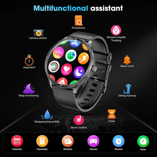 Miniatura 6 de Reloj inteligente, reloj inteligente AMOLED de 1.75 pulgadas para hombres y mujeres (respuesta/hacer llamadas), rastreador de actividad física