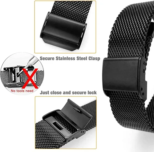 Miniatura 5 de Correa de reloj de 0.866 in de malla de acero inoxidable ajustable compatible con Amazfit Falcon T REX 2 Ultra