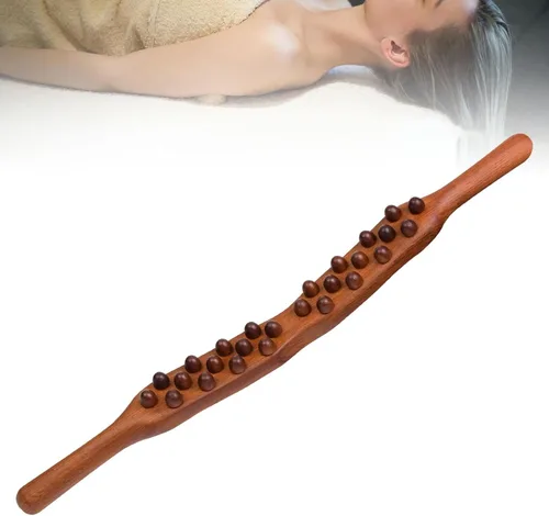 Miniatura 6 de Palo de masaje de madera Guasha Scraping Stick Handheld 26 cuentas Point Gua Sha Stick Masaje corporal para cintura/espalda/hombro/muslo/pierna