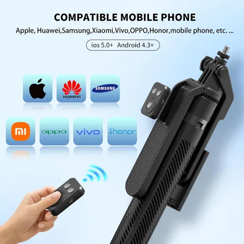 Miniatura 5 de Trípode de 70 pulgadas para teléfono, trípode portátil todo en uno extensible para celular, trípodes altos de viaje para grabar videos, selfies