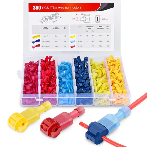 Miniatura 8 de Nilight - 50031R 240 unids/120 pares de terminales de cable de empalme T-Tap auto-pelacables con nailon totalmente aislado macho desconexiones