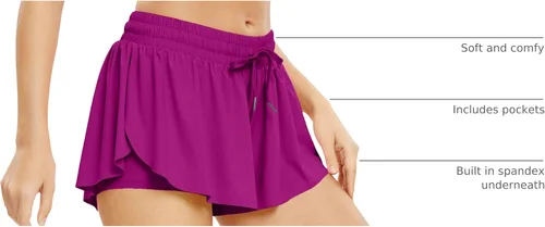 Miniatura 77 de Blaosn Pantalones cortos atléticos fluidos para mujer, gimnasio, yoga, entrenamiento, correr, pantalones cortos de tenis, falda falda linda, ropa