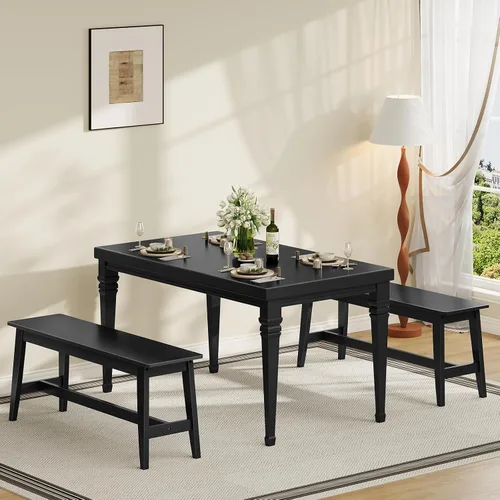 Miniatura 2 de HOOBRO Banco de comedor de bambú de 39.3 pulgadas, banco de mesa de cocina de granja, muebles de cocina y sala de estar, fácil de montar, resistente