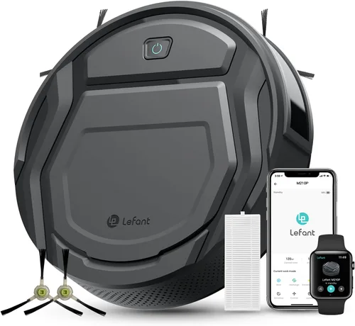Lefant Robot aspiradora M210 Pro, delgada, silenciosa, 3 niveles de succión ajustables, 6 modos, robot aspirador para pelo de mascotas, suelos duros