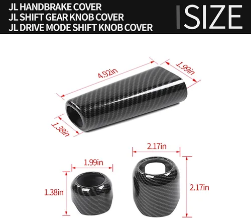Miniatura 4 de Funda para Freno de Mano + Tapa del Pomo de Cambio + Tapa del Pomo de Cambio del Modo de Conducción Compatible con Jeep Wrangler JL JLU 2018-2025