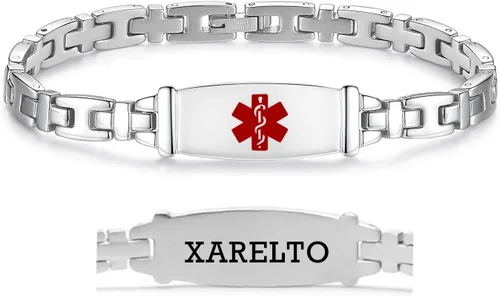 Miniatura 75 de LinnaLove Lady Medical Alert - Pulseras médicas de acero inoxidable para mujer, 7.5 pulgadas