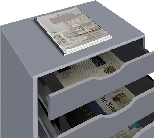 Miniatura 7 de Naomi Home Bianca - Cómoda alta y estrecha de 9 cajones, gabinete de almacenamiento compacto de 13.8 pulgadas de ancho gris con cajones