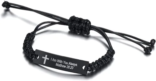 Miniatura 5 de MEALGUET - Pulsera unisex con versículos de la Biblia y las Escrituras, para fe cristiana, cordón ajustable, de acero inoxidable, para motivar a