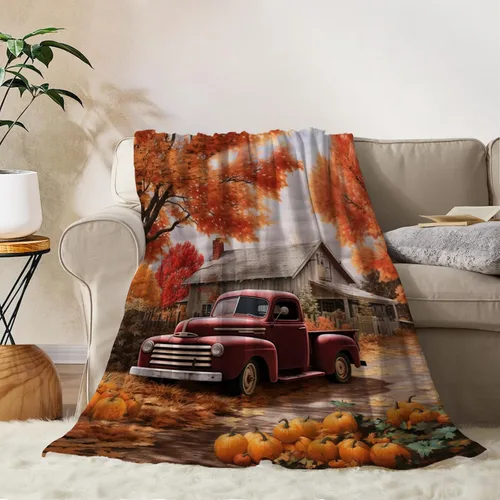 Miniatura 12 de YeeJu Manta decorativa de otoño, tamaño Queen, para Acción de Gracias, cosecha de otoño, lindas calabazas, para cama, sofá, grande, suave, Otoño-01